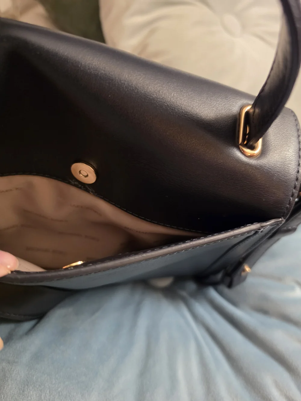 MK Org Price $298-Classic Black Real Leather Shoulder Bag with Gold Hardware